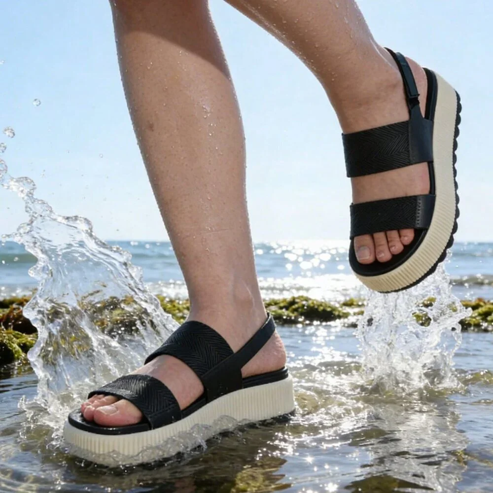Black And White Vacation Women's Platform Sandals